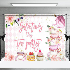 Lofaris Pink Floral Dessert Galentines Day Tea Party Backdrop