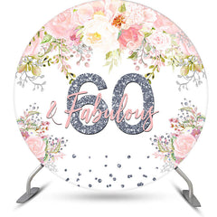 Lofaris Pink Floral Fabulous Round 60th Birthday Backdrop