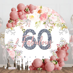 Lofaris Pink Floral Fabulous Round 60th Birthday Backdrop