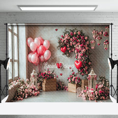 Lofaris Pink Floral Greenery Balloons Valentines Day Backdrop