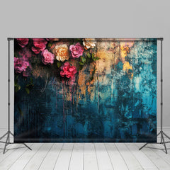 Lofaris Pink Floral Lake Blue Fine Art Photography Backdrop