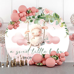 Lofaris Pink Floral Plant Lamp Round Baby Shower Backdrop