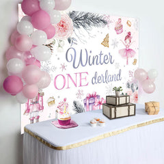 Lofaris Pink Floral Soldier Cake Winter Onederland Backdrop