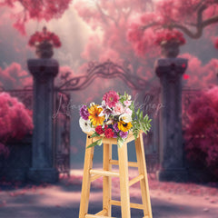 Lofaris Pink Floral Tree Vintage Gate Backdrop For Wedding