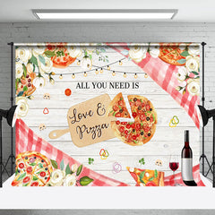 Lofaris Pink Floral Wooden Picnic Bridal Shower Backdrop