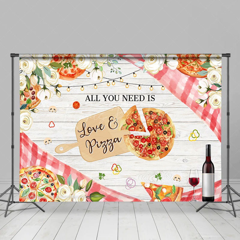 Lofaris Pink Floral Wooden Picnic Bridal Shower Backdrop