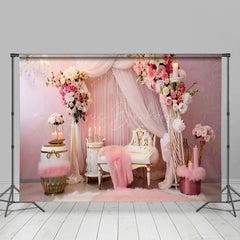 Lofaris Pink Flowers Curtains Wedding Photography Backdrop