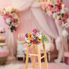 Lofaris Pink Flowers Curtains Wedding Photography Backdrop