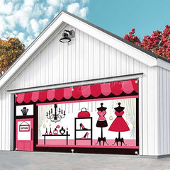 Lofaris Pink Girl Boutique Store Birthday Garage Door Banner