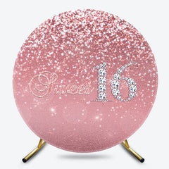 Lofaris Pink Glitter Diamond Round Sweet 16 Birthday Backdrop