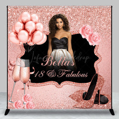 Lofaris Pink Glitter Rose Custom Name 18th Birthday Backdrop