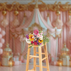 Lofaris Pink Gold Luxury Circus Tent Cake Smash Backdrop