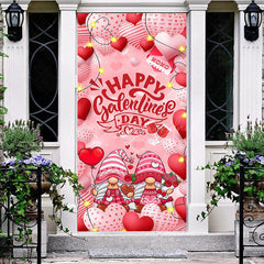 Lofaris Pink Heart Balloons Gnome Galentines Day Door Cover