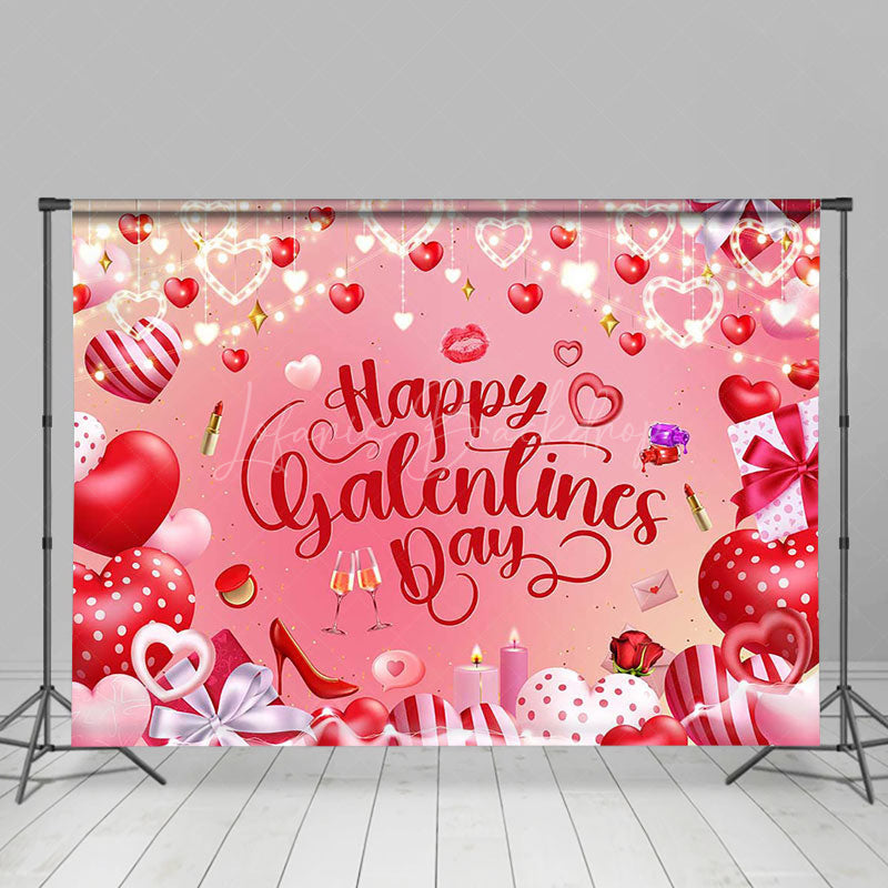 Lofaris Pink Heart Balloons Happy Galentines Day Backdrop