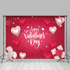 Lofaris Pink Heart Gift Box Happy Valentines Day Backdrop