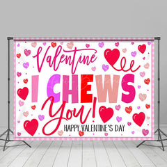 Lofaris Pink Heart Romantic Valentines I Chews You Backdrop