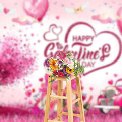 Lofaris Pink Hearts Gnome Car Happy Galentines Day Backdrop