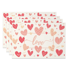 Lofaris Pink Hearts Love Valentines Day Set Of 4 Placemats