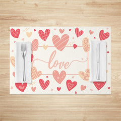 Lofaris Pink Hearts Love Valentines Day Set Of 4 Placemats