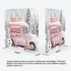 Lofaris Pink Ice Cream Car Snowman Pillow Case Backdrop