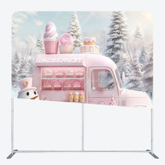 Lofaris Pink Ice Cream Car Snowman Pillow Case Backdrop