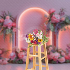 Lofaris Pink Light Arch Wall Romantic Floral Wedding Backdrop