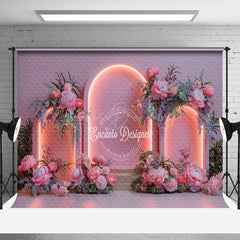 Lofaris Pink Light Arch Wall Romantic Floral Wedding Backdrop