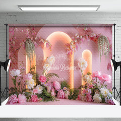 Lofaris Pink Lighted Arch Plant Floral Wedding Photo Backdrop