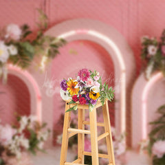 Lofaris Pink Lighted Arch Wall Plant Floral Wedding Backdrop