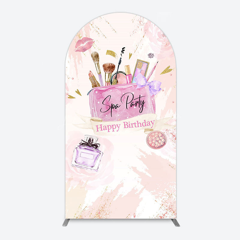 Lofaris Pink Lip Perfume Birthday Spa Party Arch Backdrop