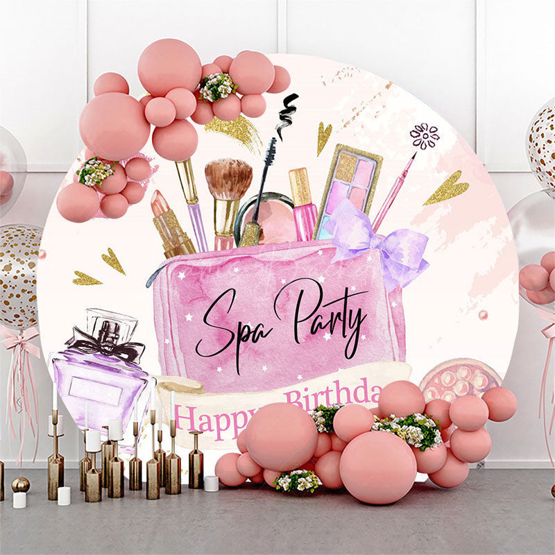 Lofaris Pink Lips Perfume Round Spa Birthday Party Backdrop