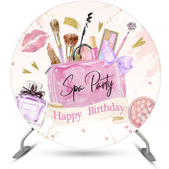 Lofaris Pink Lips Perfume Round Spa Birthday Party Backdrop