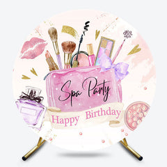 Lofaris Pink Lips Perfume Round Spa Birthday Party Backdrop