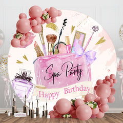 Lofaris Pink Lips Perfume Round Spa Birthday Party Backdrop