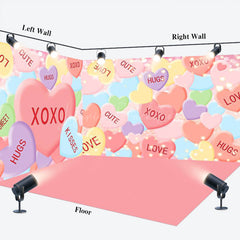 Lofaris Pink Love Valentines Day Balloons Room Set Backdrop