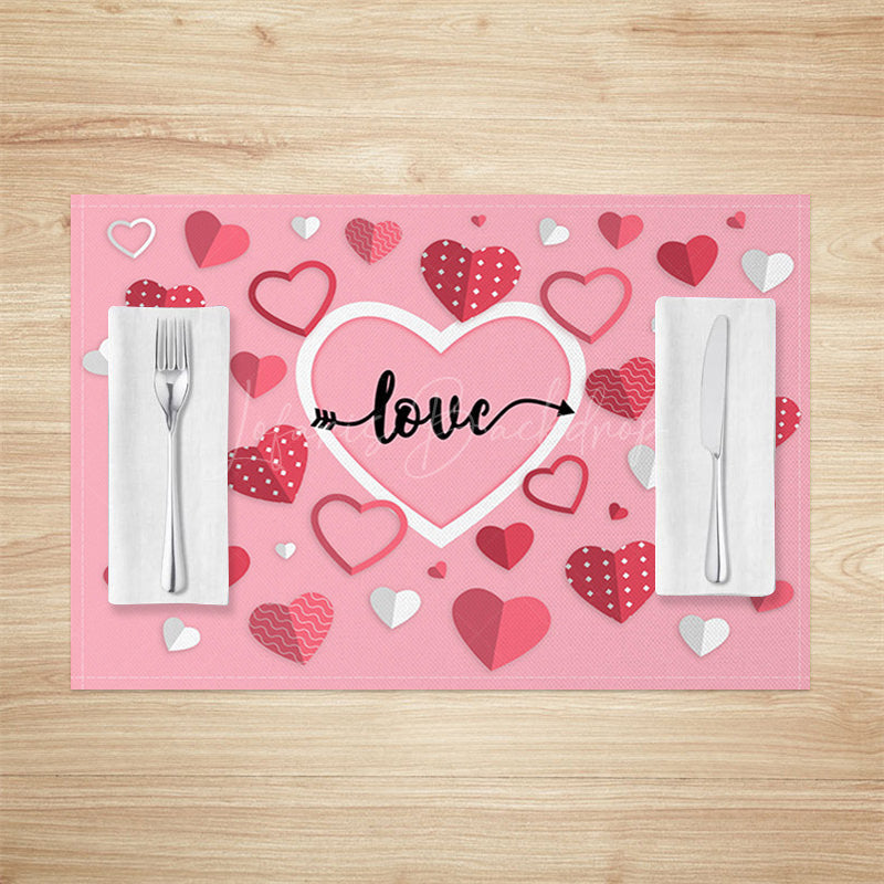 Lofaris Pink Origami Heart Valentines Day Set Of 4 Placemats