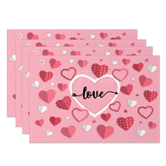 Lofaris Pink Origami Heart Valentines Day Set Of 4 Placemats