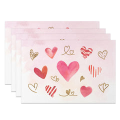 Lofaris Pink Painted Hearts Valentines Day Set Of 4 Placemats