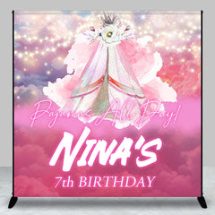 Lofaris Pink Pajamas All Day Custom 7th Birthday Backdrop