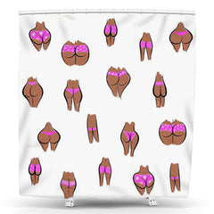 Lofaris Pink Panties Brown Buttocks White Shower Curtain