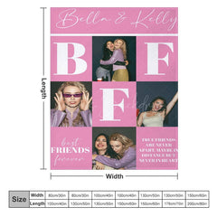 Lofaris Pink Plaid Best Friends Custom Name Photo Blanket