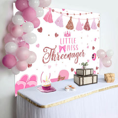 Lofaris Pink Princess Dress Miss Threenager Birthday Backdrop