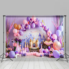 Lofaris Pink Purple Princess Birthday Cake Smash Backdrop