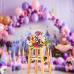 Lofaris Pink Purple Princess Birthday Cake Smash Backdrop