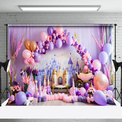 Lofaris Pink Purple Princess Birthday Cake Smash Backdrop