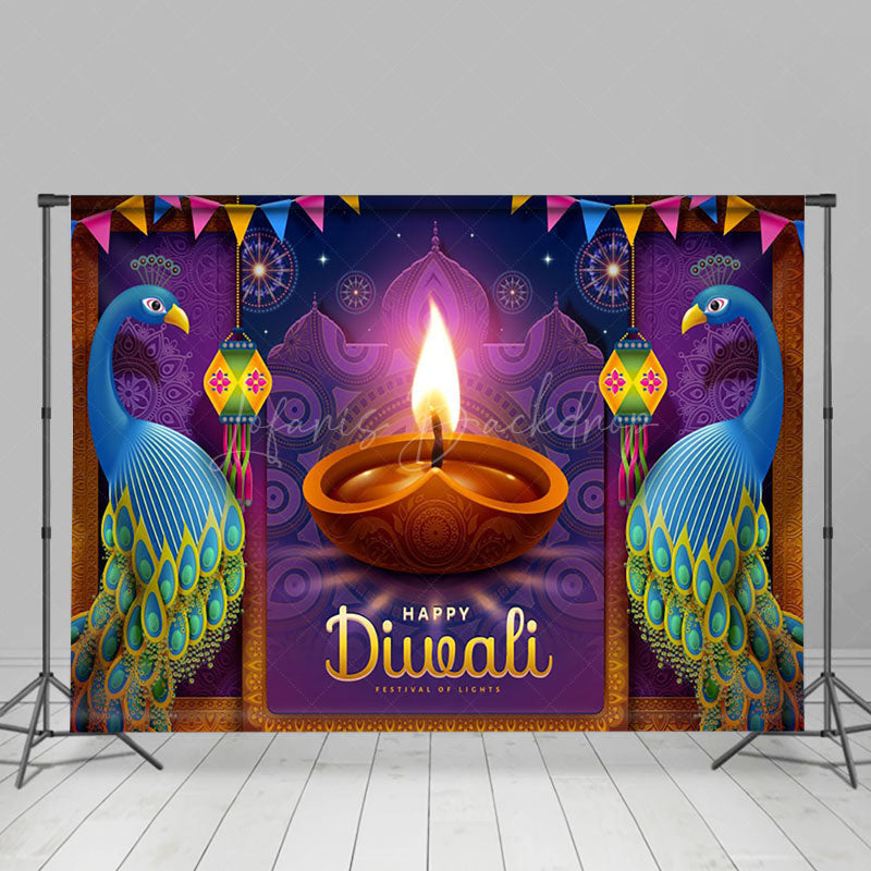 Lofaris Pink Red Floral Noble Ganesha Lantern Diwali Backdrop