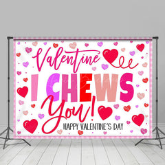 Lofaris Pink Red Hearts I Chews You Valentines Day Backdrop