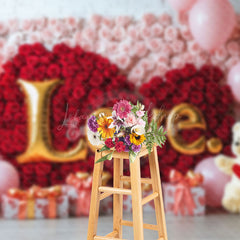 Lofaris Pink Red Rose Love Teddy Bear Gift Romantic Backdrop