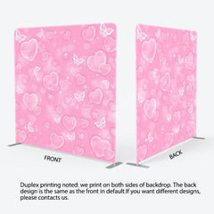 Lofaris Pink Romantic Heart Bubbles Square Tension Backdrop