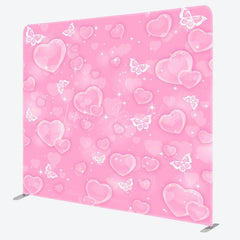 Lofaris Pink Romantic Heart Bubbles Square Tension Backdrop